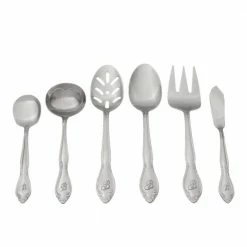 Rose Monogrammed Letter B 46-Piece Silver Stainless Steel Flatware Set (Service for 8) by RiverRidge Home -Flatware Sales Store b riverridge home flatware sets 5417 843 b 1f 1000
