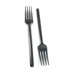 Black Glossy Stainless Steel Dinner Forks Set of 6-Pieces by Vibhsa