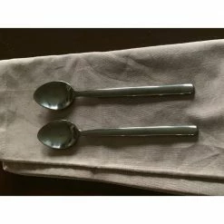 Dessert Spoons 6-Pieces Black Glossy Stainless Steel by Vibhsa -Flatware Sales Store black flatware sets teaspoonblack 1f 1000