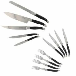 Ultimate 13 Piece Laguiole Kitchen and Steak Knife & Fork Set by French Home
