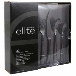 Flatware Sales Store 14 Elite Stonehenge 20-Piece Black 18/10 Stainless Steel Flatware Set (Service for 4) by GIBSON ELITE