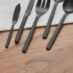 Brenner 20-Piece Matte Black Finished Stainless Steel Flatware Set (Service for 4) by Home Decorators Collection -Flatware Sales Store black home decorators collection flatware sets ks6612 20p mab 40 1000