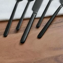 Brenner 20-Piece Matte Black Finished Stainless Steel Flatware Set (Service for 4) by Home Decorators Collection -Flatware Sales Store black home decorators collection flatware sets ks6612 20p mab a0 1000