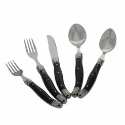 Laguiole 20-Piece Stainless Steel/Black Flatware Set (Service for 4) by French Home -Flatware Sales Store black marble french home flatware sets lg122 4f 1000