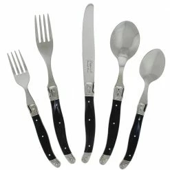 Laguiole 20-Piece Stainless Steel/Black Flatware Set (Service for 4) by French Home