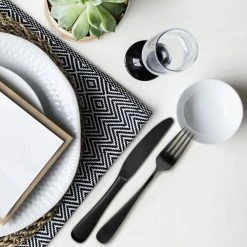 Opera Gunmetal 20-Piece 18/0-Stainless Steel Flatware Set (Service for 4) by Skandia -Flatware Sales Store black matte skandia flatware sets sfq35720cs 31 1000