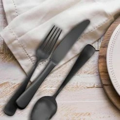 Opera Gunmetal 20-Piece 18/0-Stainless Steel Flatware Set (Service for 4) by Skandia -Flatware Sales Store black matte skandia flatware sets sfq35720cs 4f 1000