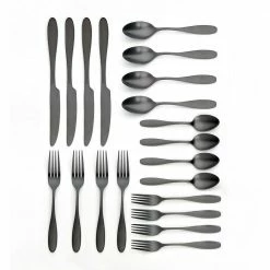 Ellie 20 Piece Matte Black 18/0 Stainless Steel Flatware Set, Service for 4 by ORNATIVE 6 Ellie 20 Piece Matte Black 18/0 Stainless Steel Flatware Set, Service for 4 by ORNATIVE -Flatware Sales Store black ornative flatware sets 09320mbr1 4f 1000