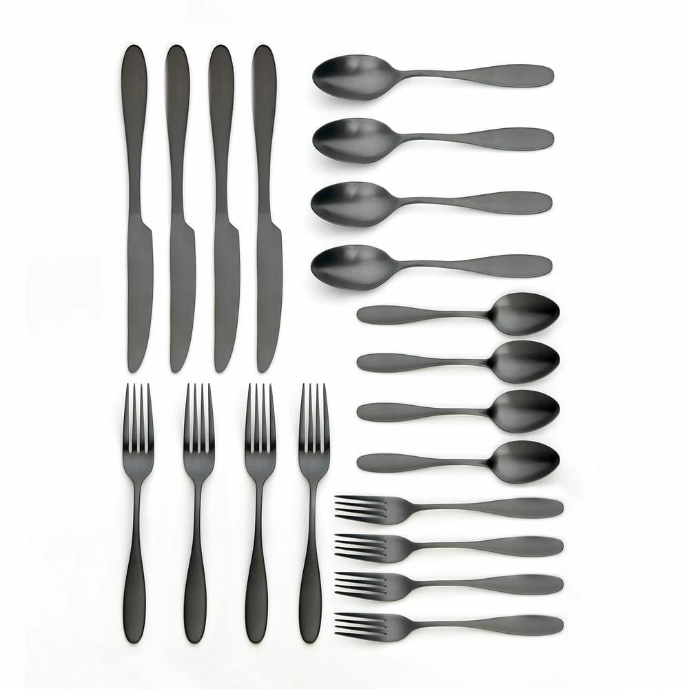 Ellie 20 Piece Matte Black 18/0 Stainless Steel Flatware Set, Service for 4 by ORNATIVE 3 Ellie 20 Piece Matte Black 18/0 Stainless Steel Flatware Set, Service for 4 by ORNATIVE - Image 3