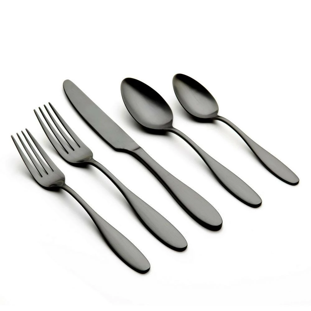 Ellie 20 Piece Matte Black 18/0 Stainless Steel Flatware Set, Service for 4 by ORNATIVE 2 Ellie 20 Piece Matte Black 18/0 Stainless Steel Flatware Set, Service for 4 by ORNATIVE - Image 2