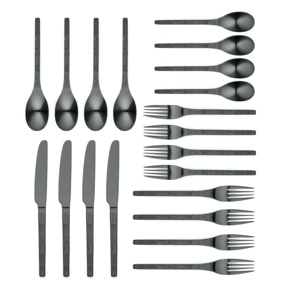 Eve 20 Piece Matte Black 18/0 Stainless Steel Flatware Set, Service for 4 by ORNATIVE 4 Eve 20 Piece Matte Black 18/0 Stainless Steel Flatware Set, Service for 4 by ORNATIVE - Image 4