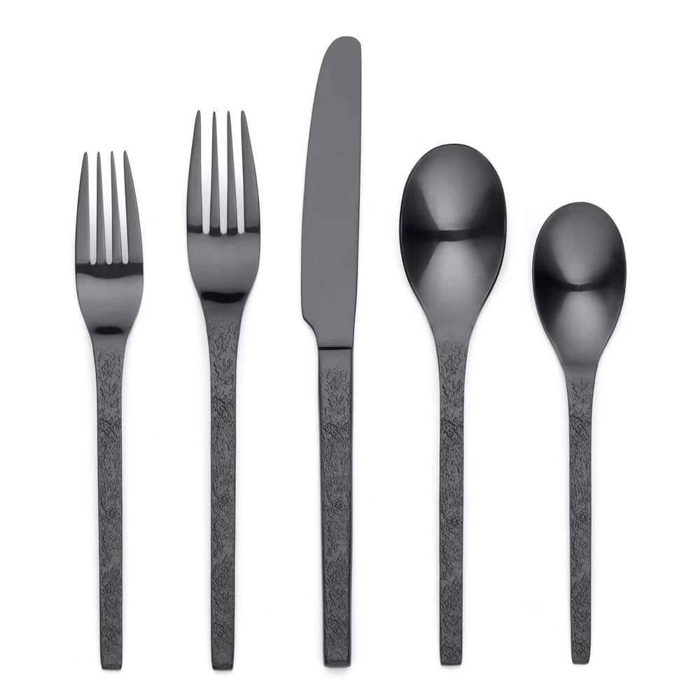 Eve 20 Piece Matte Black 18/0 Stainless Steel Flatware Set, Service for 4 by ORNATIVE 1 Eve 20 Piece Matte Black 18/0 Stainless Steel Flatware Set, Service for 4 by ORNATIVE