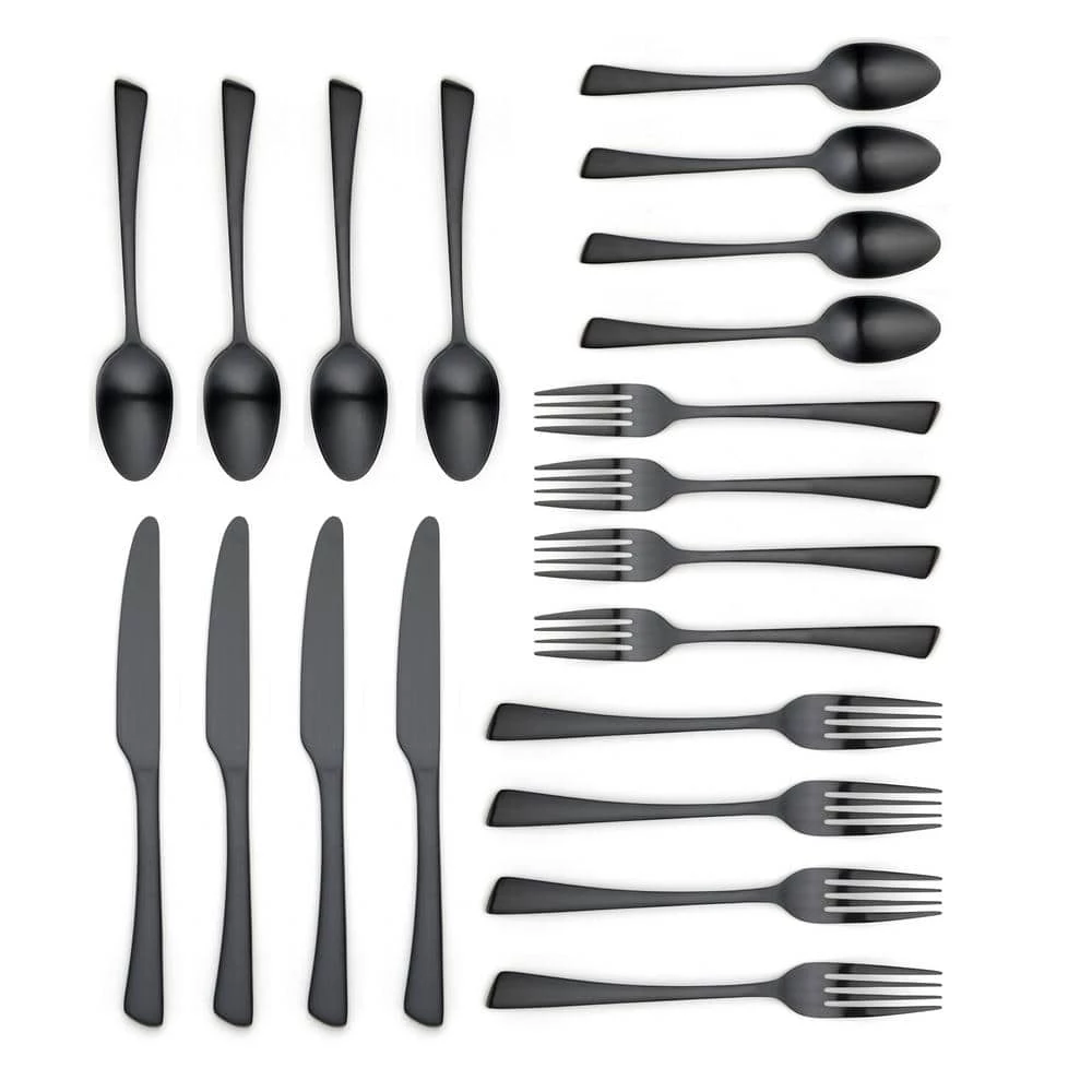 Clara 20 Piece Matte Black 18/0 Stainless Steel Flatware Set, Service for 4 by ORNATIVE 4 Clara 20 Piece Matte Black 18/0 Stainless Steel Flatware Set, Service for 4 by ORNATIVE - Image 4