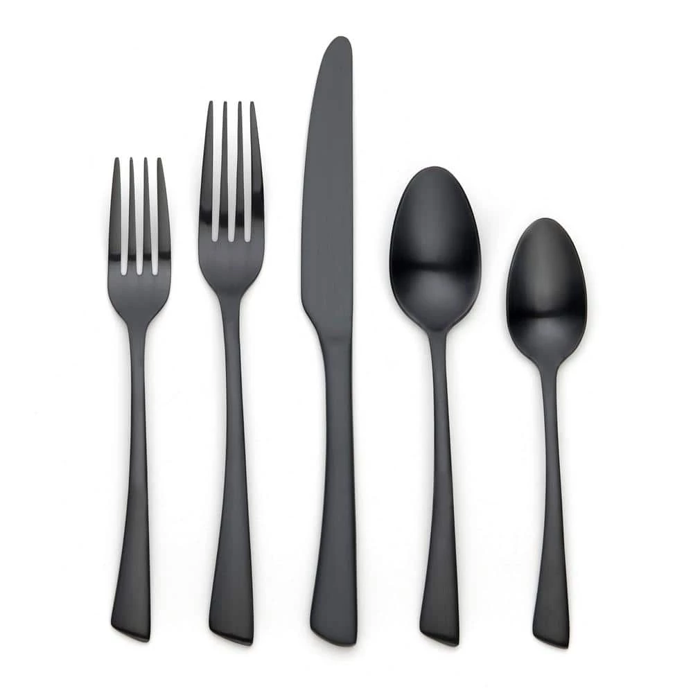 Clara 20 Piece Matte Black 18/0 Stainless Steel Flatware Set, Service for 4 by ORNATIVE 1 Clara 20 Piece Matte Black 18/0 Stainless Steel Flatware Set, Service for 4 by ORNATIVE