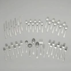 Beaded 46-Piece Silver Stainless Steel Flatware Set (Service for 8) by RiverRidge Home -Flatware Sales Store blank riverridge home flatware sets 10 171 4f 1000