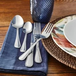 Beaded 46-Piece Silver Stainless Steel Flatware Set (Service for 8) by RiverRidge Home -Flatware Sales Store blank riverridge home flatware sets 10 171 c3 1000