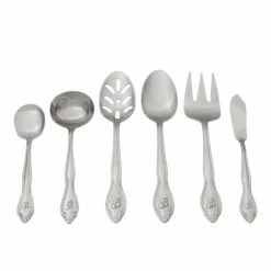 Rose 46-Piece Silver Stainless Steel Flatware Set (Service for 8) by RiverRidge Home -Flatware Sales Store blank riverridge home flatware sets 5417 843 1 1f 1000