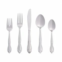 Rose 46-Piece Silver Stainless Steel Flatware Set (Service for 8) by RiverRidge Home
