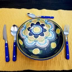 Casual Living 24-Piece Flatware Set (Service for 4) by Gibson Home -Flatware Sales Store blue handle gibson home flatware sets 98586844m 4f 1000