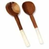 Olive Wood Salad Servers with Rounded Bone Handles by Global Crafts