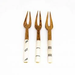 3-Pieces Simple Batik Olive Wood Fork Set by Global Crafts