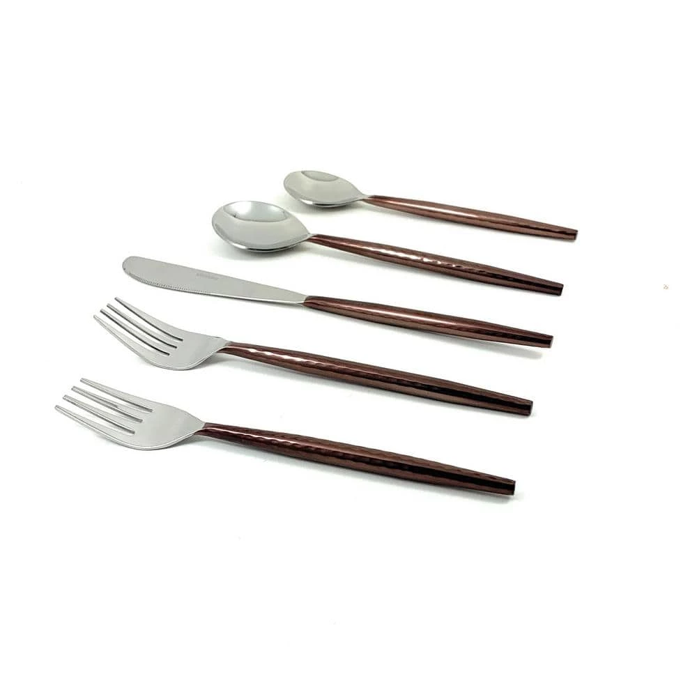 Hammered Stainless Steel Flatware 5-Piece Set-Brown (18/0) by Vibhsa 1 Hammered Stainless Steel Flatware 5-Piece Set-Brown (18/0) by Vibhsa
