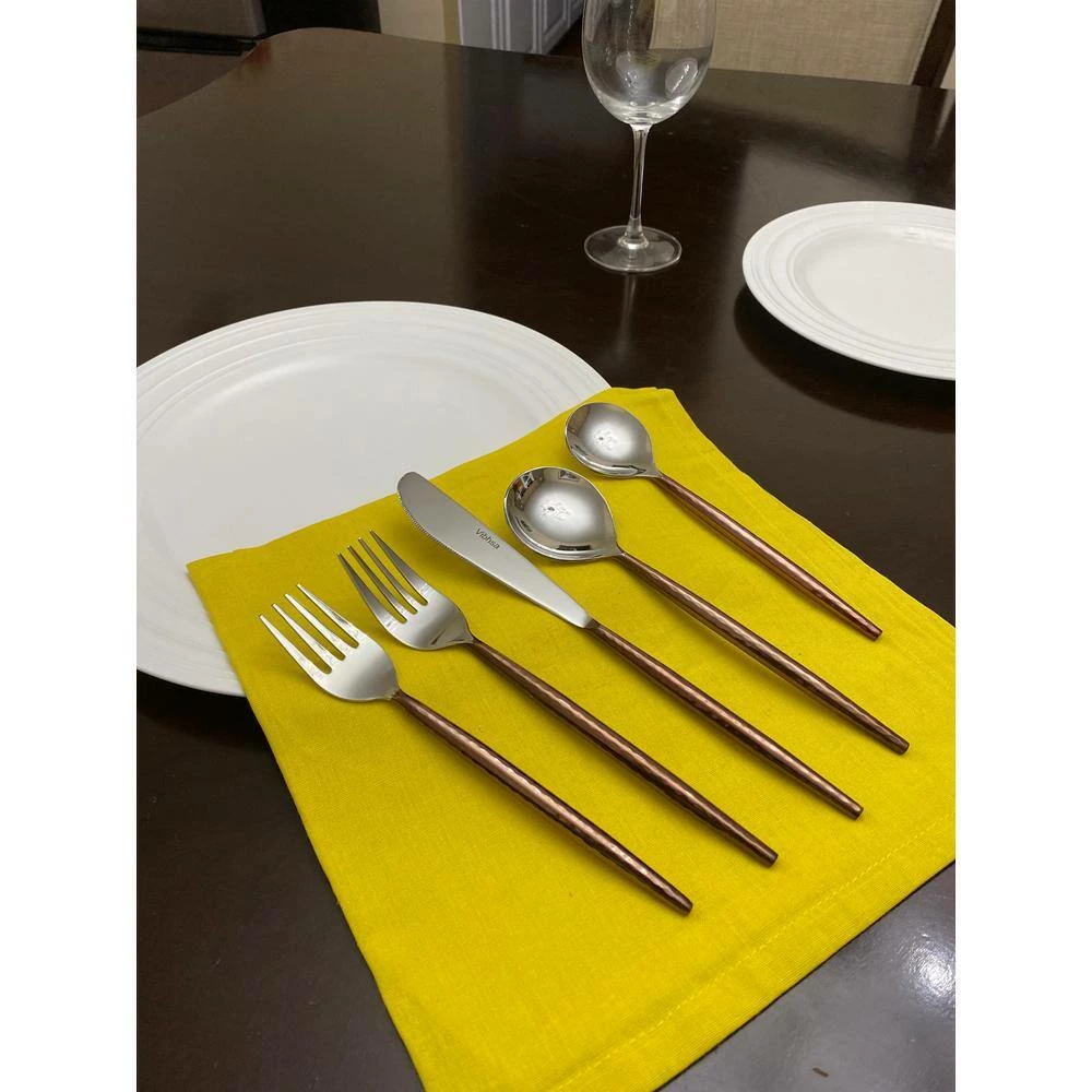 Hammered Stainless Steel Flatware 5-Piece Set-Brown (18/0) by Vibhsa 2 Hammered Stainless Steel Flatware 5-Piece Set-Brown (18/0) by Vibhsa - Image 2