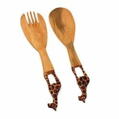 African Giraffe Salad Serving Set by Global Crafts