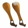 2-pieces African Zebra Wood Salad Serving Set by Global Crafts