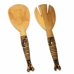 Twisted Handles African Zebra Serving Set by Global Crafts