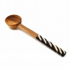 2-Pieces Coffee Scoop with Olive Wood and Batik Bone Handle (1-Tablespoon) by Global Crafts