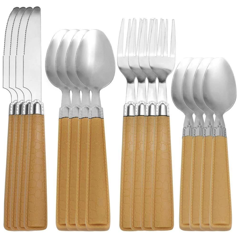 Buckstrap 16-Piece Camel Flatware Set with Caddy by GIBSON EVERYDAY 6 Buckstrap 16-Piece Camel Flatware Set with Caddy by GIBSON EVERYDAY - Image 6