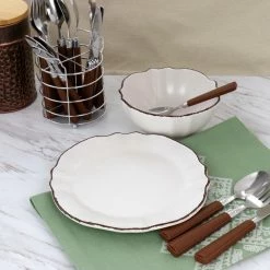 16-Piece Cocoa Stainless Steel Buckstrap Flatware Set with Caddy (Service for 4) by GIBSON EVERYDAY -Flatware Sales Store cocoa brown gibson everyday flatware sets 985115543m 31 1000