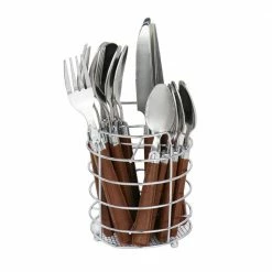 16-Piece Cocoa Stainless Steel Buckstrap Flatware Set with Caddy (Service for 4) by GIBSON EVERYDAY