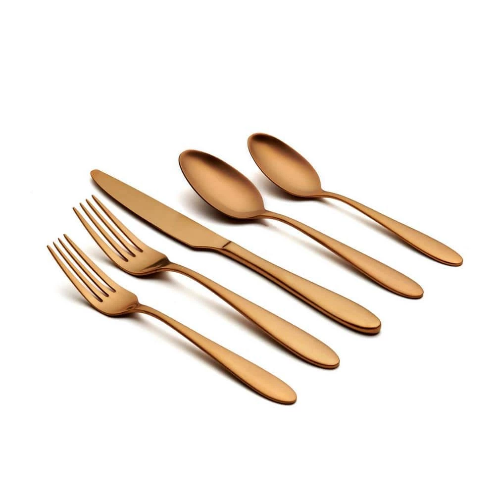 Sophia 20-Piece Copper 18/0 Stainless Steel Flatware Set (Service for 4) by ORNATIVE 2 Sophia 20-Piece Copper 18/0 Stainless Steel Flatware Set (Service for 4) by ORNATIVE - Image 2