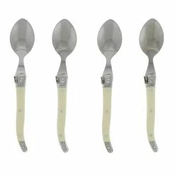 Laguiole Faux Ivory and Silver Color Coffee Spoons (Set of 4) by French Home