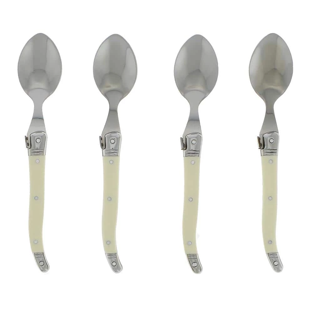 Laguiole Faux Ivory and Silver Color Coffee Spoons (Set of 4) by French Home 1 Laguiole Faux Ivory and Silver Color Coffee Spoons (Set of 4) by French Home