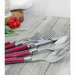 Laguiole 20-Piece Stainless-Steel Flatware Set, Pearlized Raspberry (Service for 4) by French Home -Flatware Sales Store crimson french home serving sets lg127 1f 1000