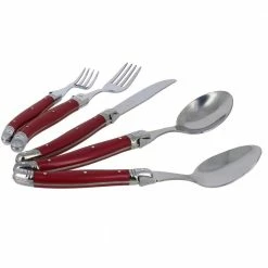 Laguiole 20-Piece Stainless-Steel Flatware Set, Pearlized Raspberry (Service for 4) by French Home -Flatware Sales Store crimson french home serving sets lg127 4f 1000