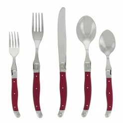 Flatware Sales Store 29 Laguiole 20-Piece Stainless-Steel Flatware Set, Pearlized Raspberry (Service for 4) by French Home