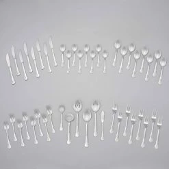 Bouquet Monogrammed Letter E 46-Piece Silver Stainless Steel Flatware Set (Service for 8) by RiverRidge Home -Flatware Sales Store e riverridge home flatware sets 10 095 4f 1000