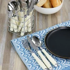 Fairfield 16-Piece Flatware Set with Wire Caddy in Egg Shell by GIBSON EVERYDAY -Flatware Sales Store egg shell gibson everyday flatware sets 985117934m 31 1000