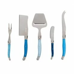 Laguiole 5 Piece Cheese Knife, Fork and Slicer Set, "Shades of Blue" by French Home