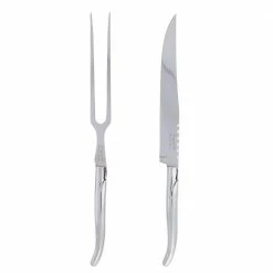 Laguiole Stainless Steel Carving Knife and Fork Set. by French Home