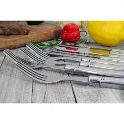 Laguiole Stainless Steel Steak Knife and Fork Set 8-Piece by French Home -Flatware Sales Store french home serving sets lg084 44 1000