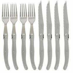 Laguiole Stainless Steel Steak Knife and Fork Set 8-Piece by French Home