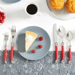 Laguiole Scarlet Red 20-Piece Stainless Steel Flatware Set (Service for 4) by French Home -Flatware Sales Store french home serving sets lg129 31 1000
