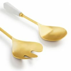 Araliya Marble and Gold Salad Servers (Set of 2) by GAURI KOHLI -Flatware Sales Store gauri kohli salad servers gk51077 fa 1000