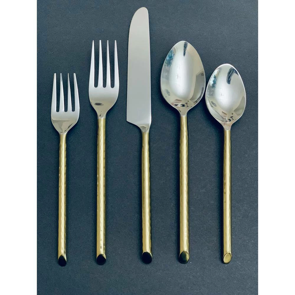 Golden Hammered 20-Piece Stainless Steel Set (18/0) by Vibhsa 5 Golden Hammered 20-Piece Stainless Steel Set (18/0) by Vibhsa - Image 5