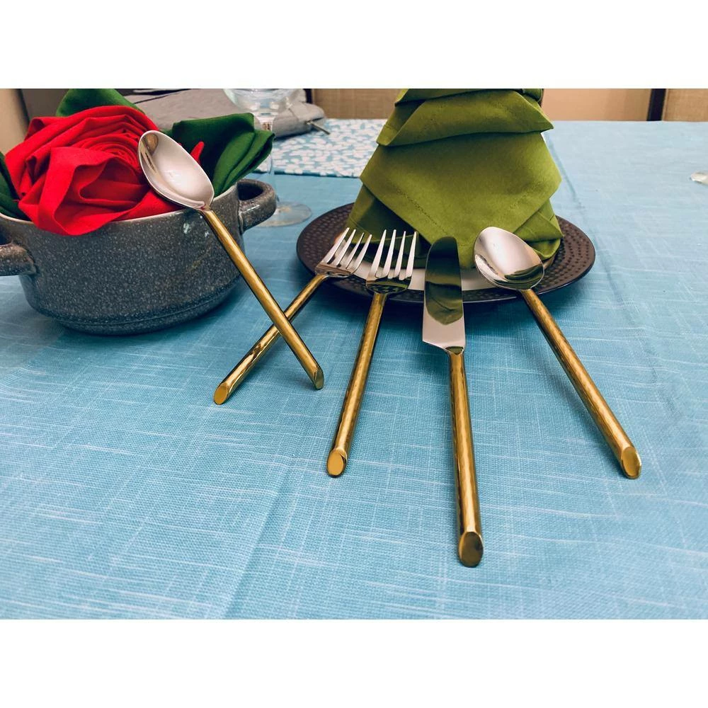 Golden Hammered 20-Piece Stainless Steel Set (18/0) by Vibhsa 2 Golden Hammered 20-Piece Stainless Steel Set (18/0) by Vibhsa - Image 2